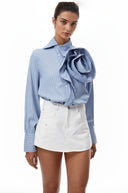 Rory Blue 3D Petal Pinstriped Shirt