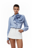 Rory Blue 3D Petal Pinstriped Shirt