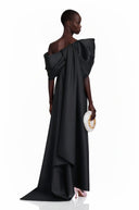Zelda Black One Shoulder Maxi Dress with Bow Detail