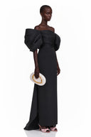 Zelda Black One Shoulder Maxi Dress with Bow Detail