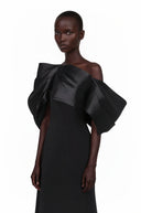 Zelda Black One Shoulder Maxi Dress with Bow Detail