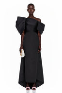 Zelda Black One Shoulder Maxi Dress with Bow Detail