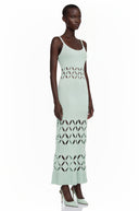 Zinnia Green Cut-out Knitted Maxi Dress