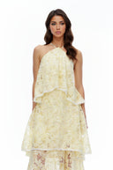 Sloane Cream Halterneck Lace Maxi Dress