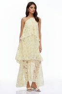 Sloane Cream Halterneck Lace Maxi Dress