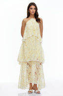 Sloane Cream Halterneck Lace Maxi Dress