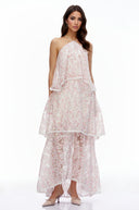 Sloane Pink Halterneck Lace Maxi Dress