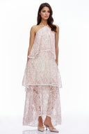Sloane Pink Halterneck Lace Maxi Dress