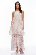 Sloane Pink Halterneck Lace Maxi Dress