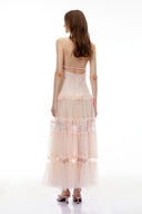 Emberly Pink Floral Lace Tiered Maxi Dress