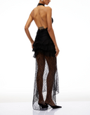Cora Black Halterneck Floral Lace Maxi Dress