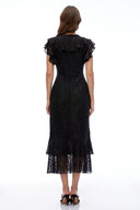 Briella Black Lace Ruffled Maxi Dress