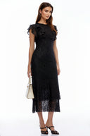 Briella Black Lace Ruffled Maxi Dress