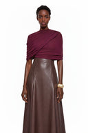 Cielo Chocolate Brown Color Block Maxi Dress with Shawl