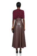 Cielo Chocolate Brown Color Block Maxi Dress with Shawl