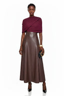Cielo Chocolate Brown Color Block Maxi Dress with Shawl