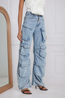 Tillie high-waisted palazzo cargo trousers