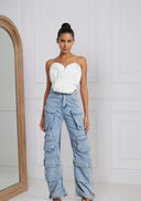 Tillie high-waisted palazzo cargo trousers