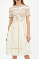 Xylia floral appliqué openwork midi dress