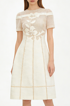 Xylia floral appliqué openwork midi dress