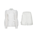 Solène faux-flower cut-out blouse & shorts matching set