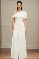 Elodie creased top & trousers matching set in White