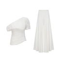 Elodie creased top & trousers matching set in White