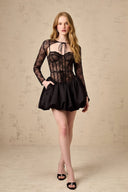 Chloé black floral-lace vest & dress matching set