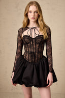 Chloé black floral-lace vest & dress matching set