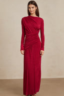 Haven Red Ruched Maxi Dress