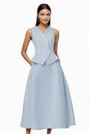Evangeline Blue Embellished Top & Skirt Set