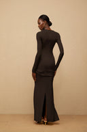 Fátima Brown Gathered Maxi Dress