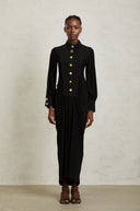 Andrea Black Gathered Draped Maxi Dress