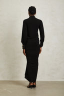 Andrea Black Gathered Draped Maxi Dress