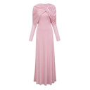 Estela Pink Shawl Panel Ruched Maxi Dress