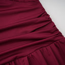 Herminia Burgundy One Shoulder Gathered Maxi Dress