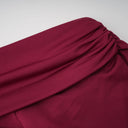 Herminia Burgundy One Shoulder Gathered Maxi Dress