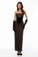 Isadora Black Maxi Dress with Bow Detail