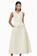 Evangeline Neutral Embellished Top & Skirt Set