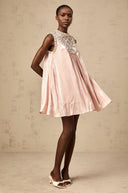 Sylvie pink embellished pleated mini dress