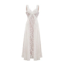 Viviane white lace pleated maxi dress