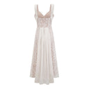 Viviane white lace pleated maxi dress