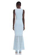 Séverine Blue Embellished Mermaid Knit Maxi Dress