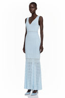 Séverine Blue Embellished Mermaid Knit Maxi Dress