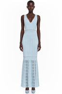 Séverine Blue Embellished Mermaid Knit Maxi Dress