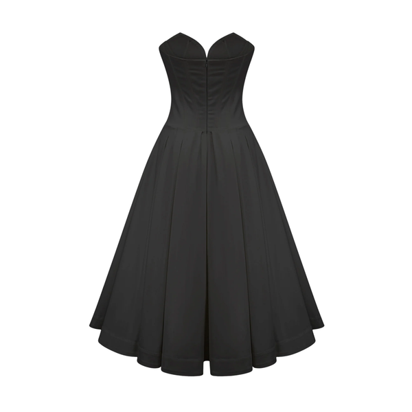 Coraline Black Sweetheart Neckline Corset Midi Dress