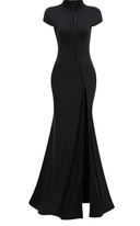 Clarissa Black Keyhole Maxi Dress with High Thigh Slit