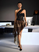 Estuary One Shoulder Lace Leopard Maxi Dress