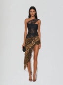 Estuary One Shoulder Lace Leopard Maxi Dress