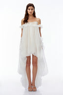 Roslyn White Glossy Bubble Hem Mini Dress